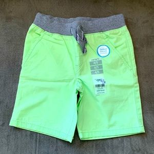 🟢NWT🟢 Carter’s Bright Green Drawstring Shorts - Little Kids’ Size 4/5